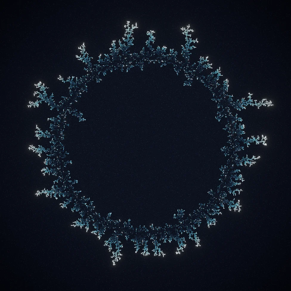 ring — an outward corona of frost on a ring seed